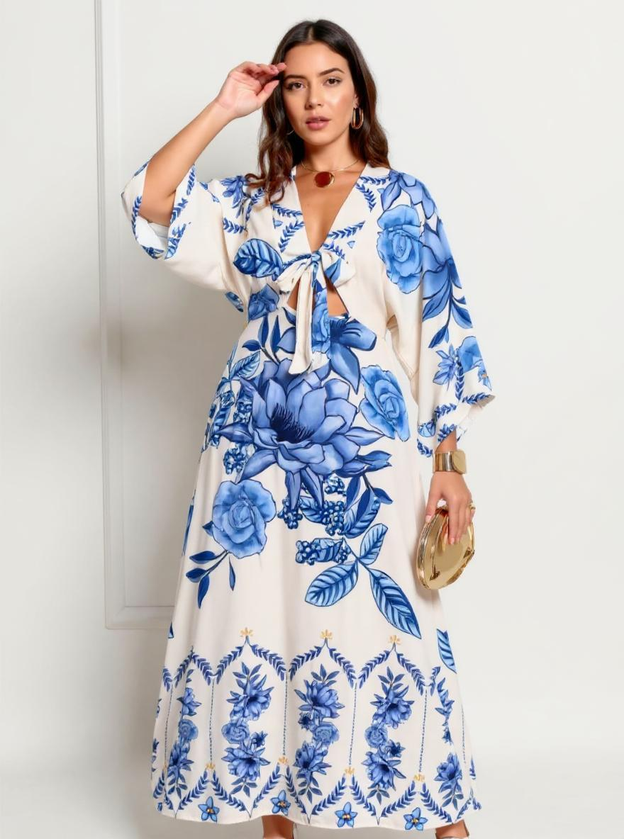 Modelos vestindo vestidos femininos em diferentes estilos e cores, posando em cenário elegante, representando a variedade da categoria.