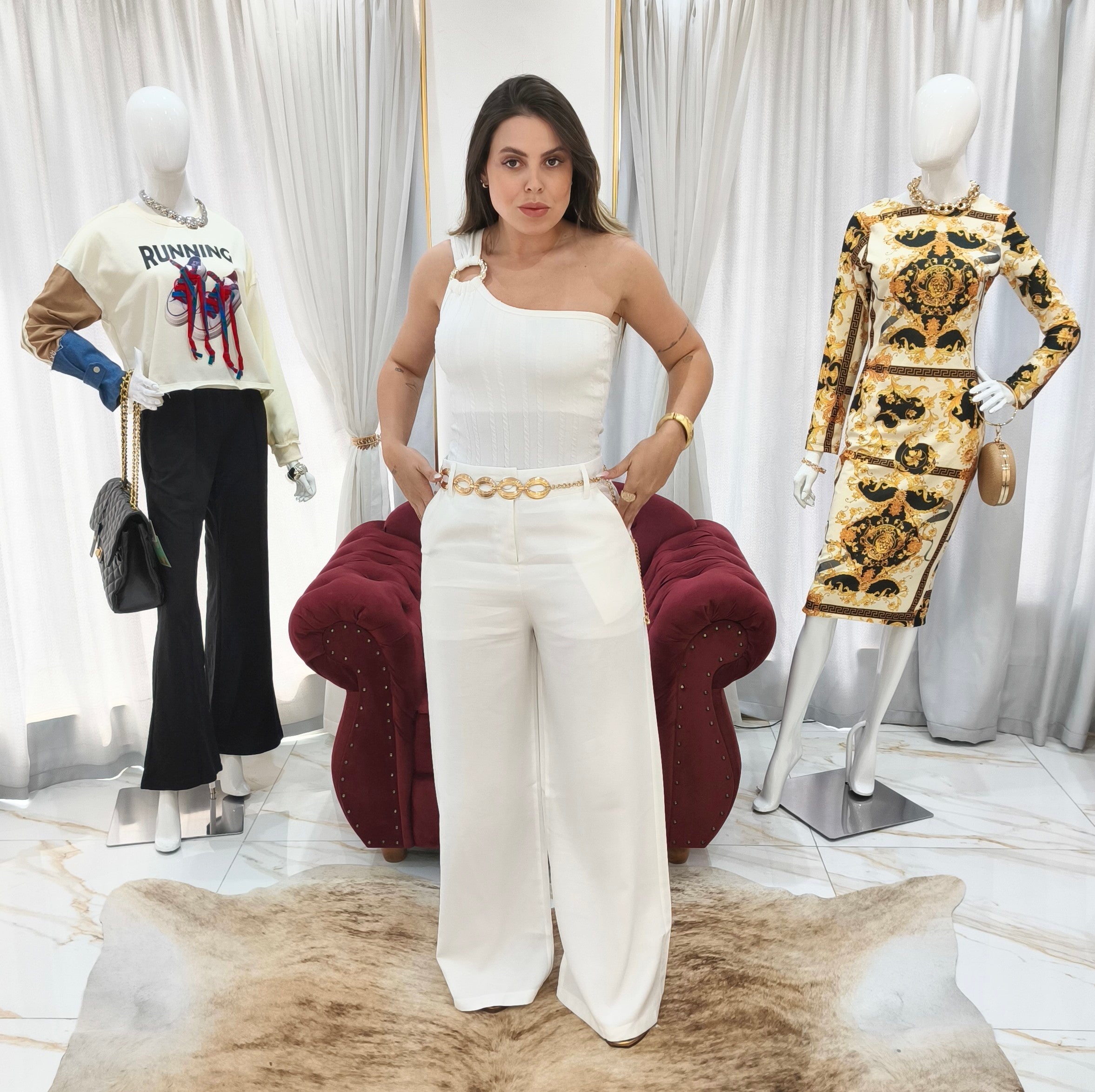 Calça Alfaiataria Pantalona Off White