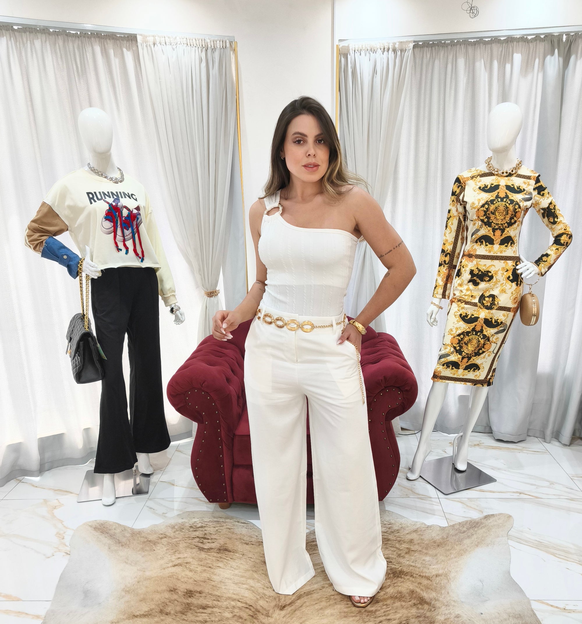 Calça Alfaiataria Pantalona Off White