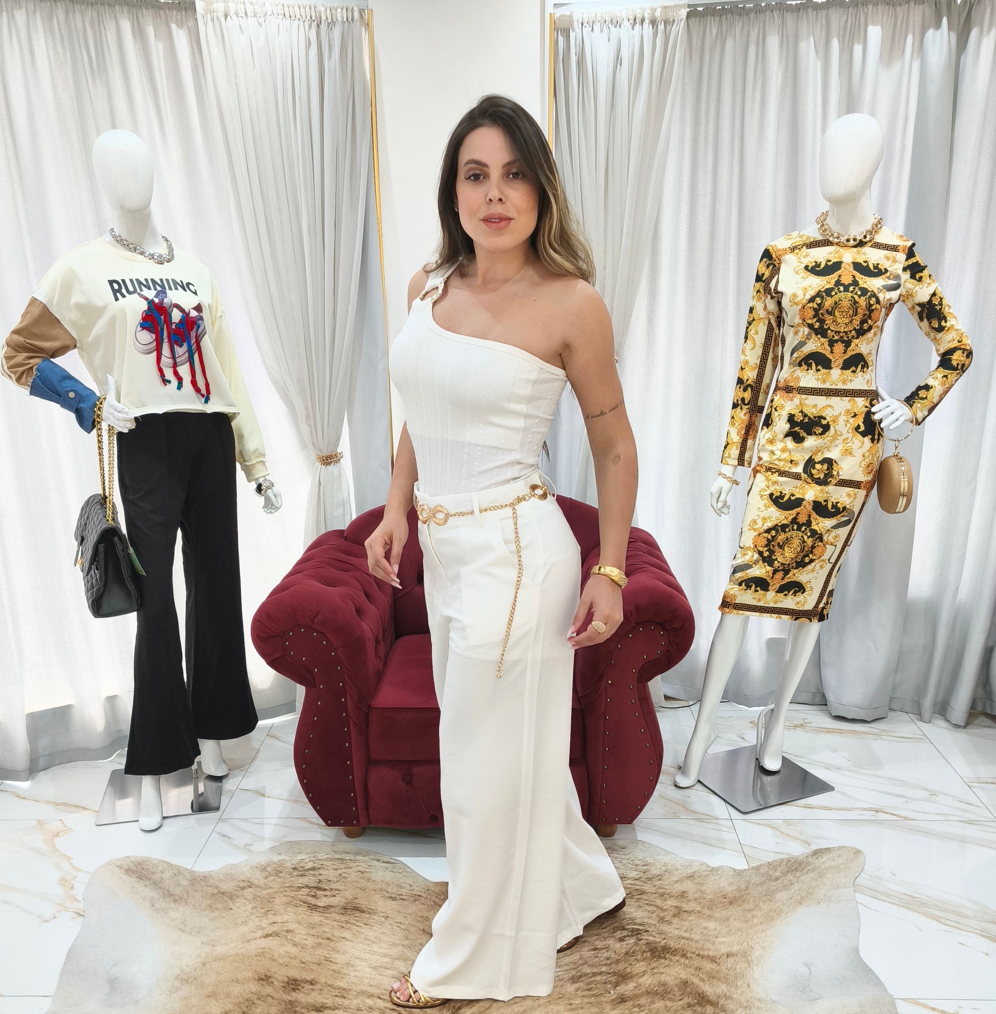 Calça Alfaiataria Pantalona Off White