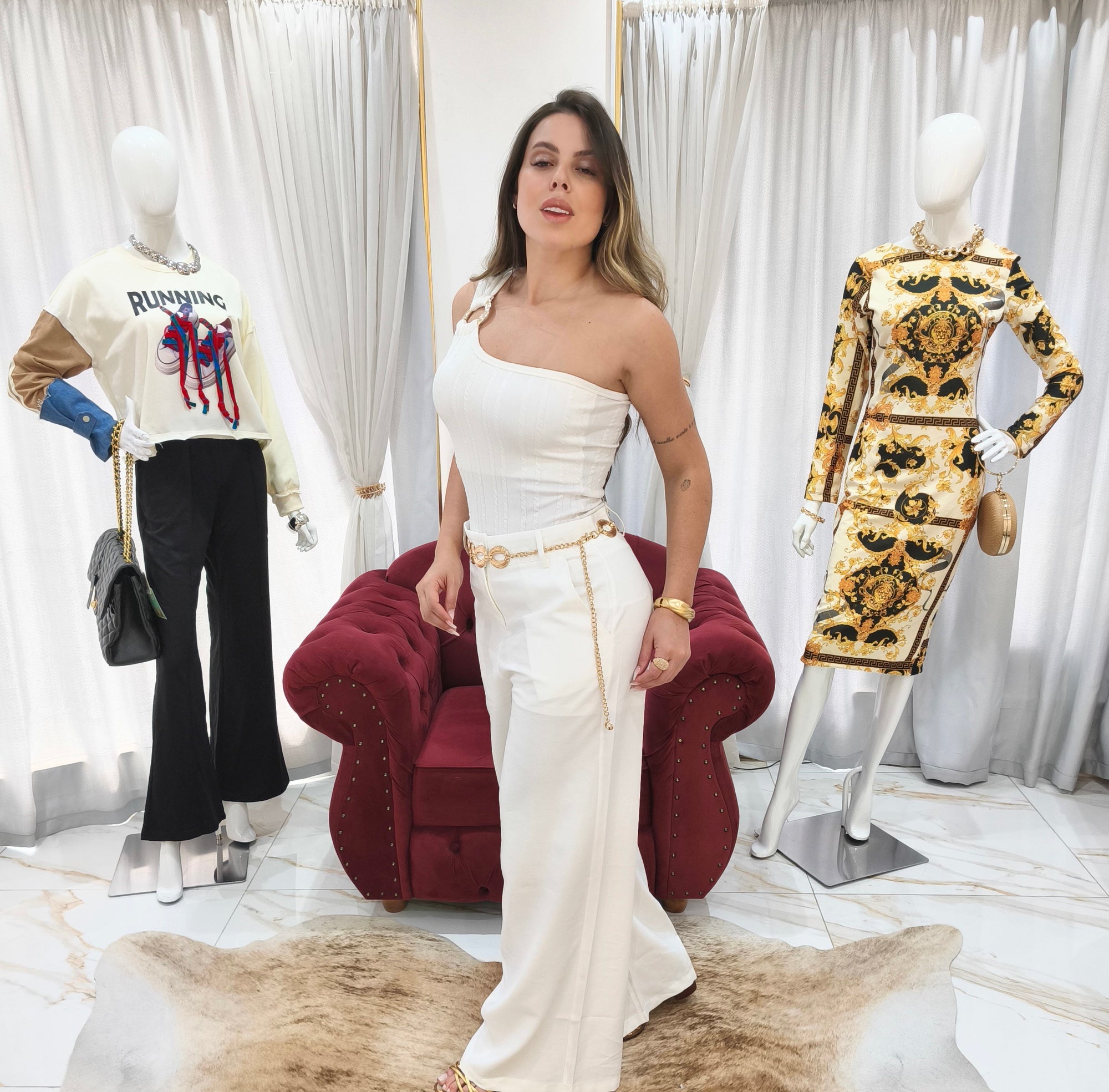 Calça Alfaiataria Pantalona Off White