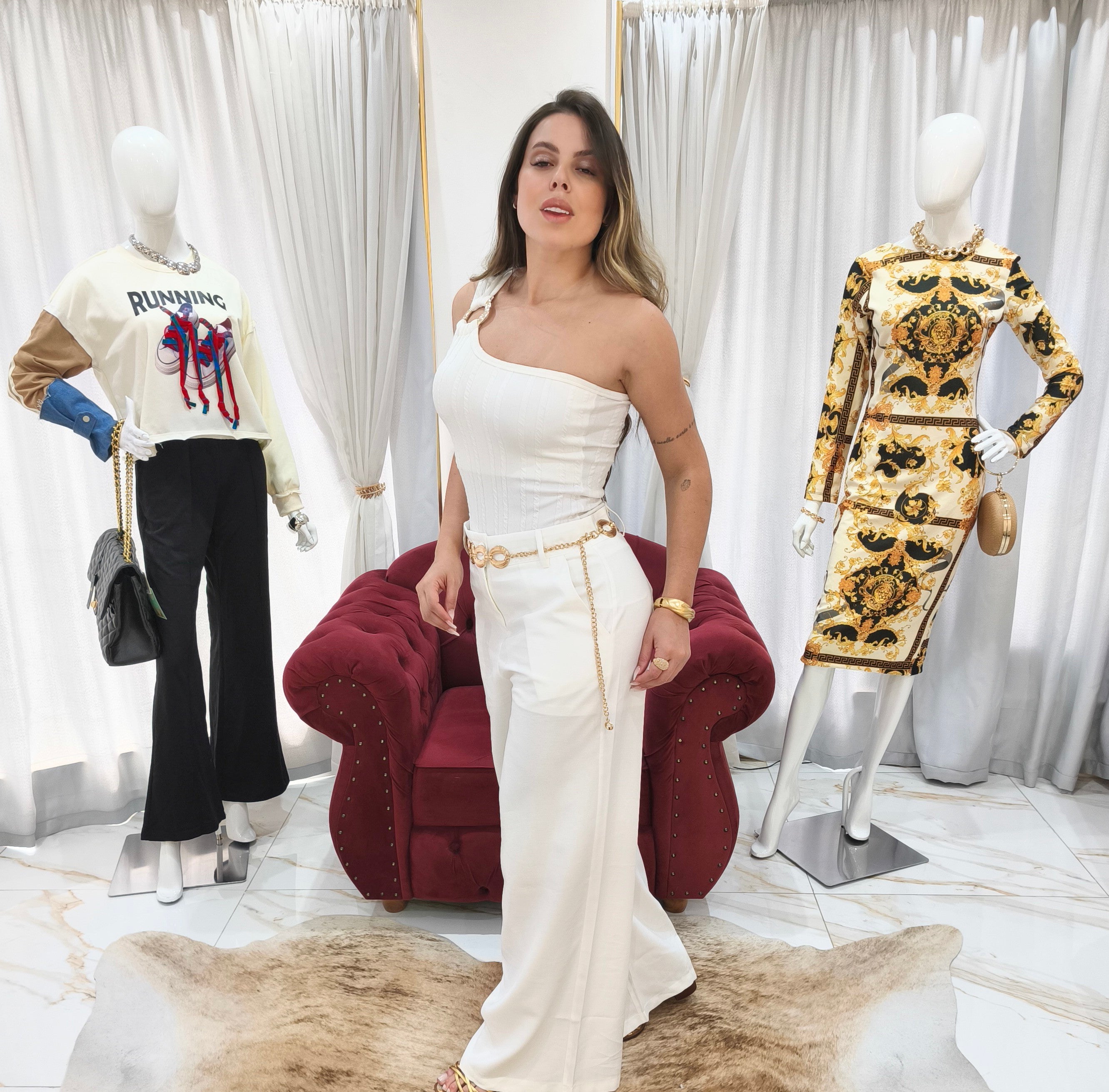 Calça Alfaiataria Pantalona Off White