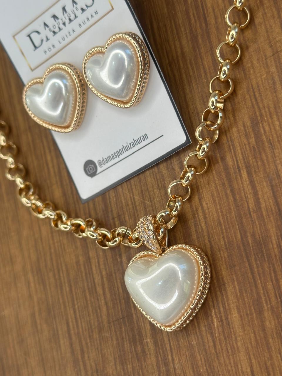 Conjunto Coração Perolado