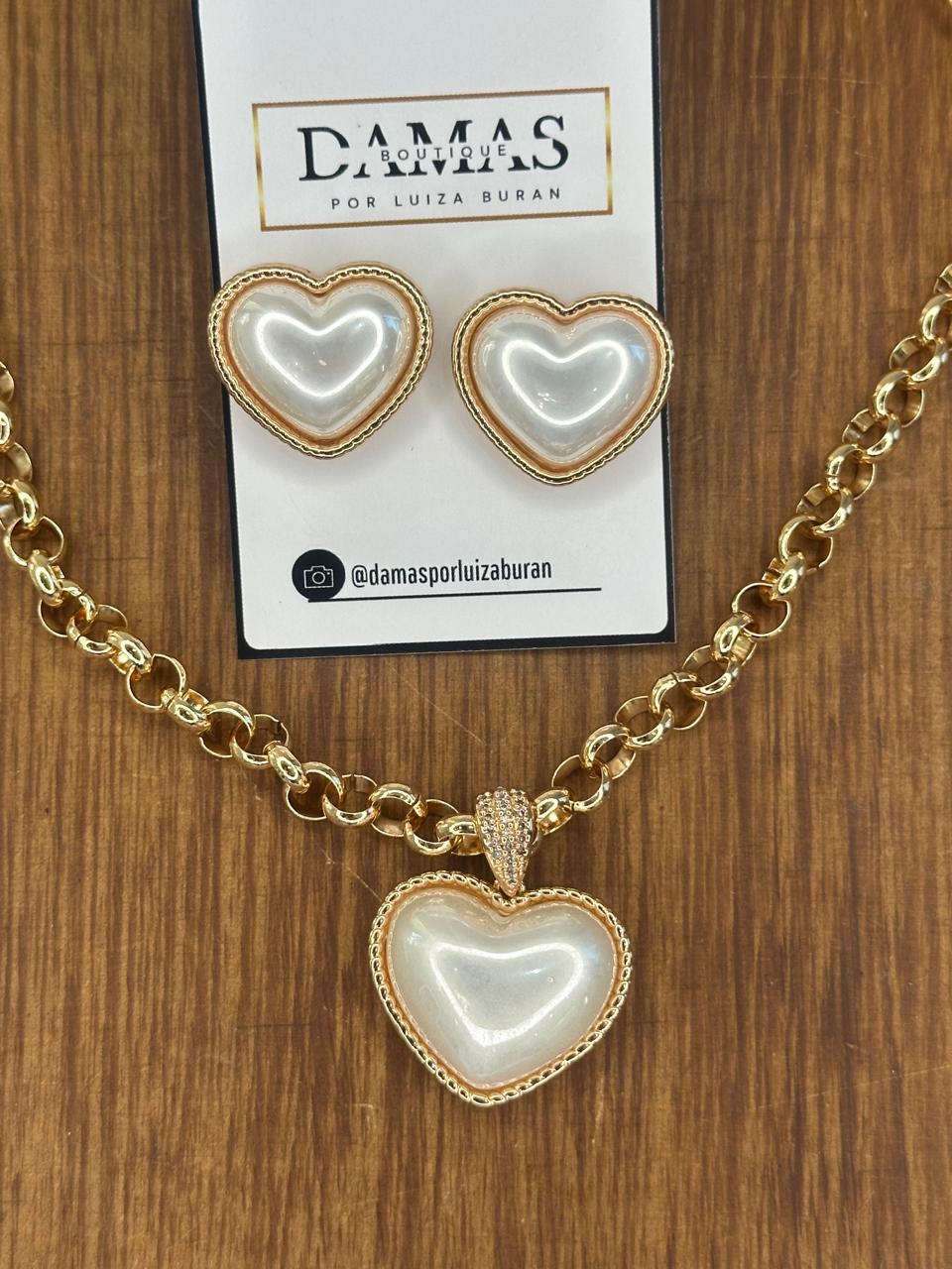 Conjunto Coração Perolado