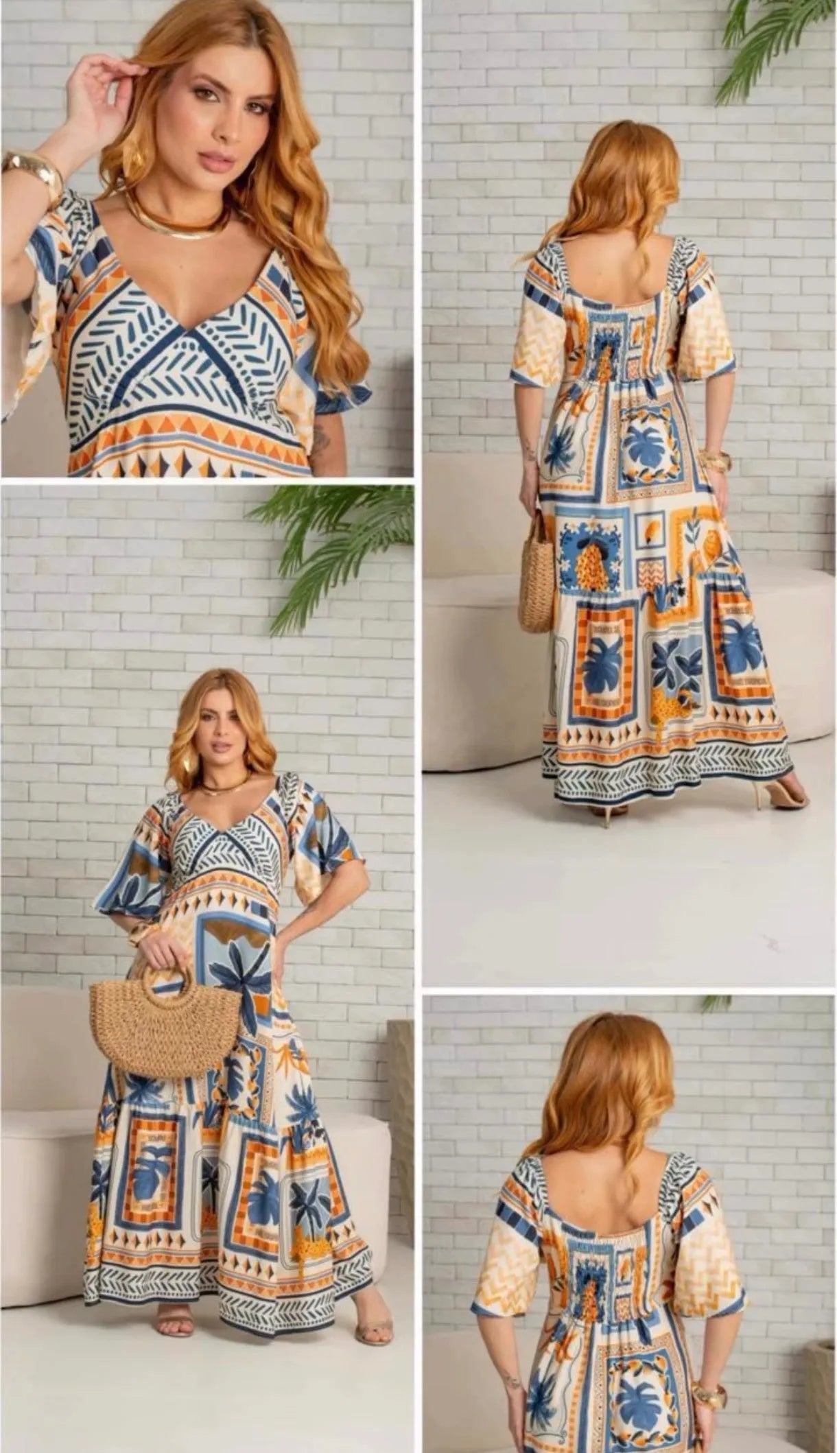 Vestido Mico Leão Dourado Azul